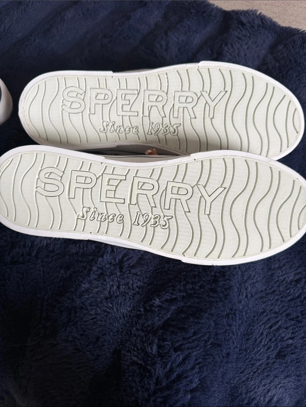 Sperry White Canvas Boat Shoes with Tan Leather Laces